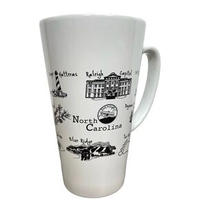North Carolina White Porcelain Mug with Landmarks